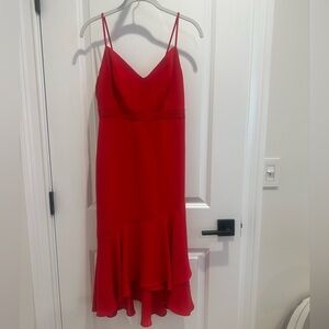 Elegant Red Sleeveless Midi Dress